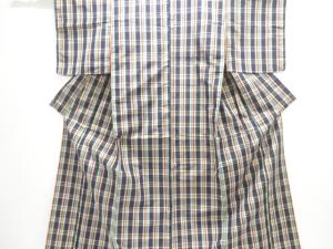 格子織り出し米沢紬着物